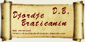 Đorđe Bratičanin vizit kartica